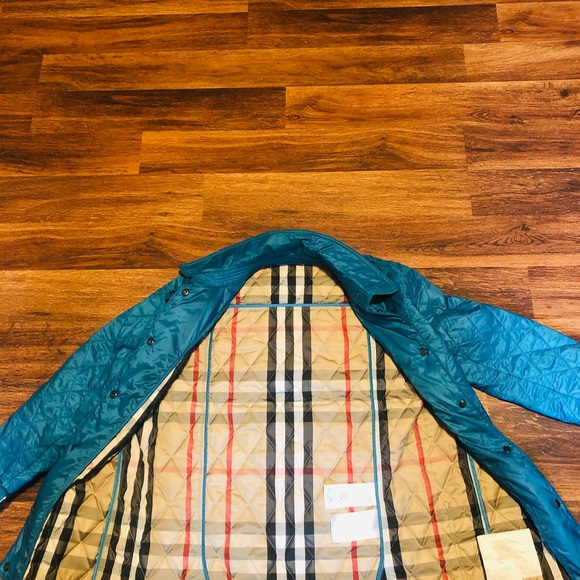 Burberry Brit Light Turquoise Quilted Jacket Youth Size 12 - Picture 6 of 6